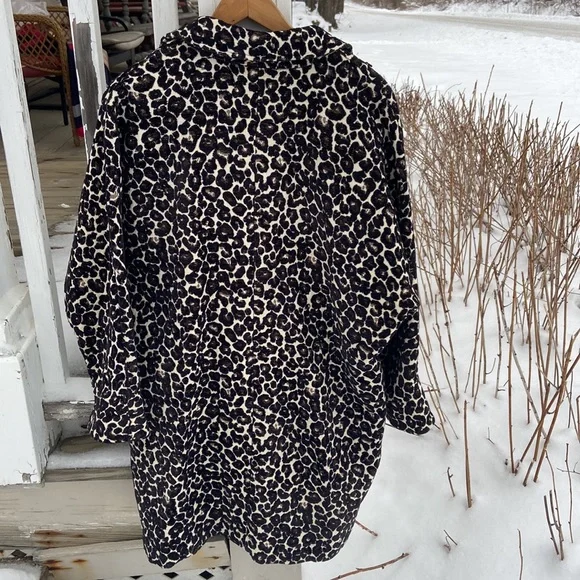 Cooper St Leopard Print Snap Front Coat Women's Size 12 - Picture 3 of 7